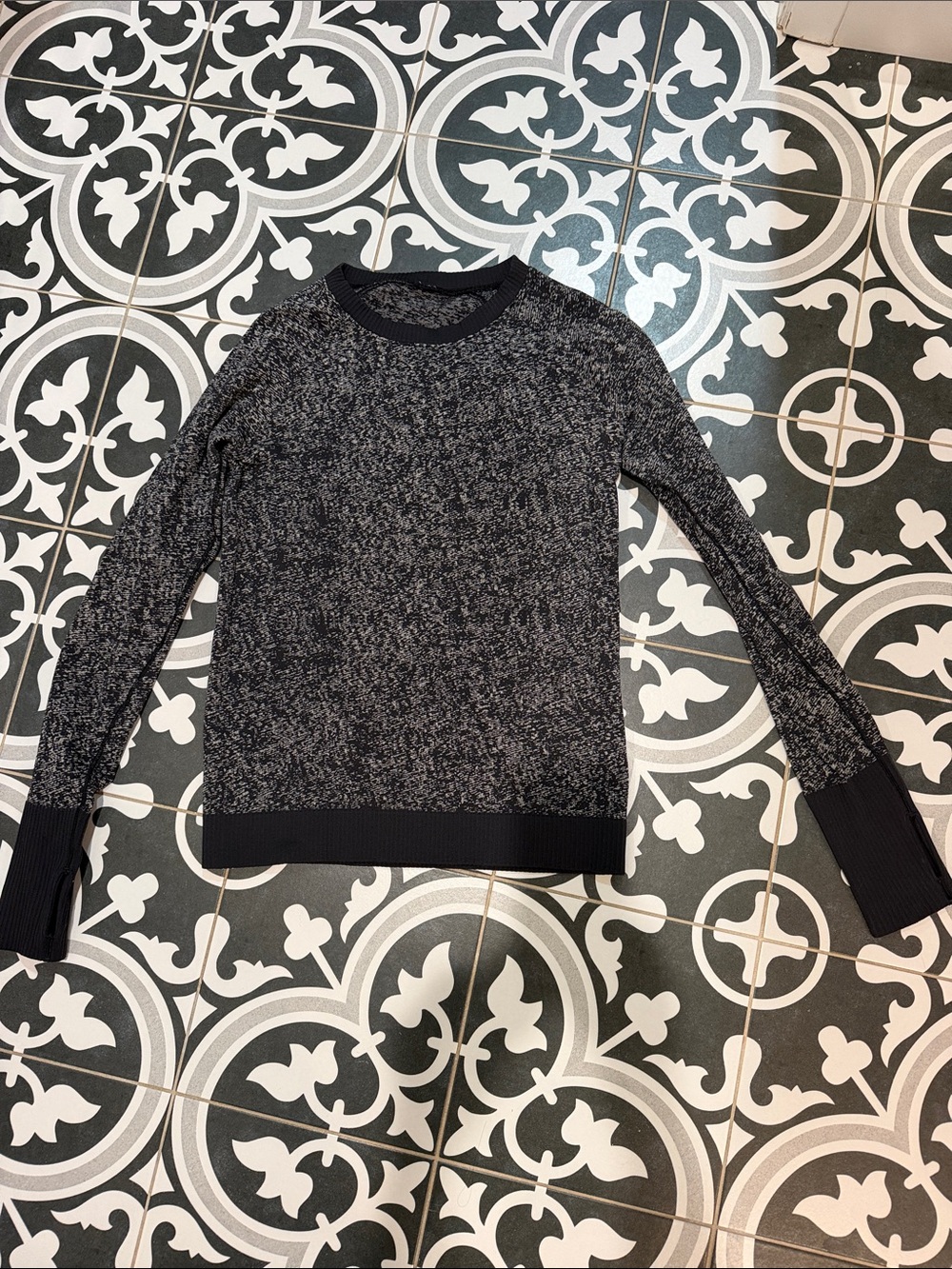 lululemon athletica Black & Gray Marled Crewneck Sweater